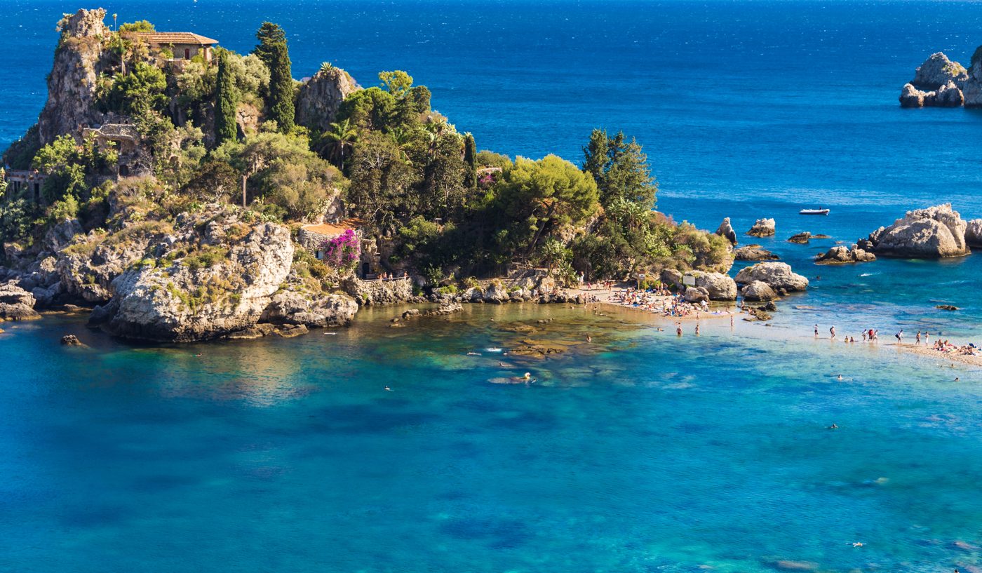 Isola Bella island joined to the shore by a narrow beach