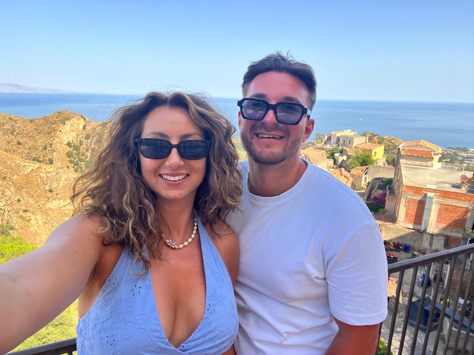 Jaz and Bart overlooking the Sicilian coast