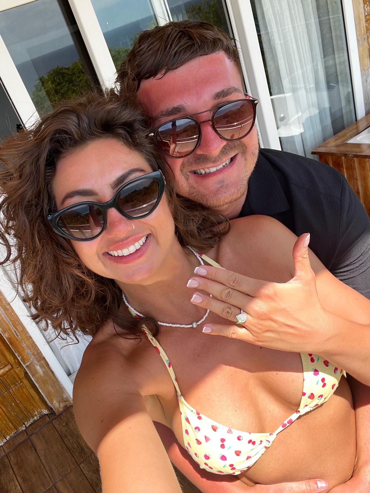 Jaz and Bart showing their engagement ring